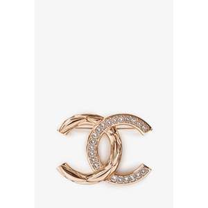 Pre-Loved Chanel™ Gold Tone Crystal 'CC' Brooch